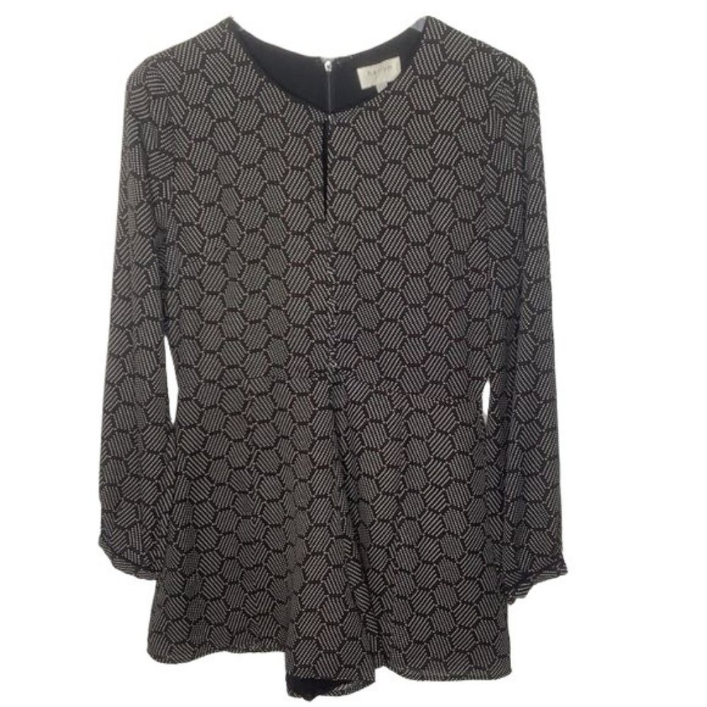 Anthropologie Harlyn Honeycomb Black Crepe Long Sleeve Romper Size Small
